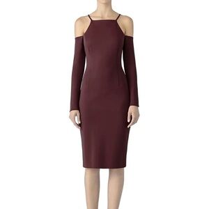 Trina Turk Lu Lu Malbec Burgundy Red Cold Shoulder Long Sleeve Sheath Dress Sz 6